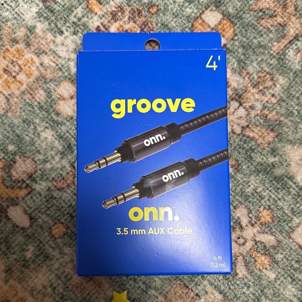 onn. Black 3.5 mm AUX Cable